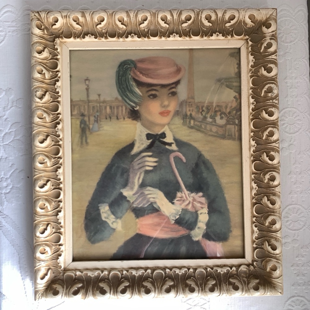 Vintage Huldah Cherry Jeffe Framed Print Parisien Lady